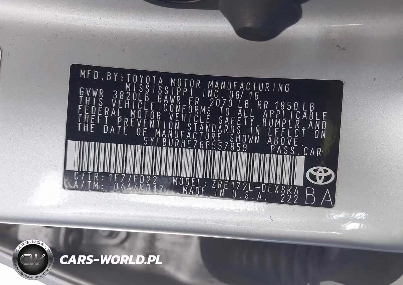 2016 Toyota Corolla S Plus VIN:5YFBURHE7GP557859 - 9