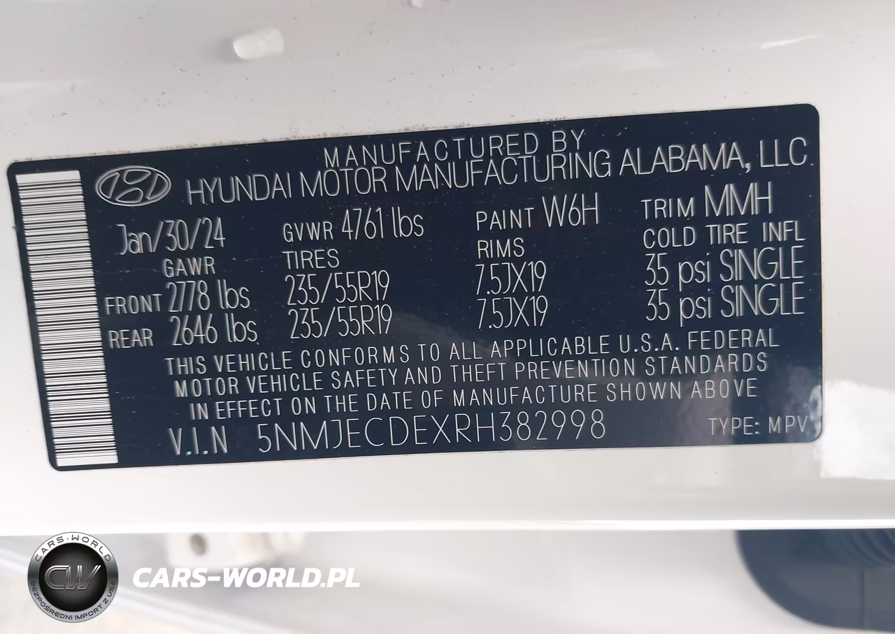 2024 Hyundai Tucson Limited VIN:5NMJECDEXRH382998 - 9