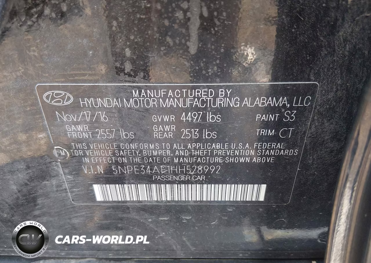 2017 Hyundai Sonata Sport VIN:5NPE34AF1HH528992 - 9