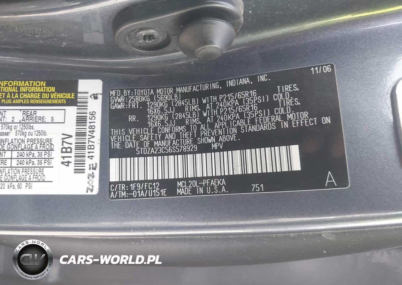 2006 Toyota Sienna Le VIN:5TDZA23C56S578929 - 9