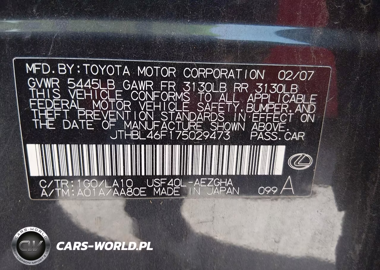2007 Lexus Ls 460 VIN:JTHBL46F175029473 - 9