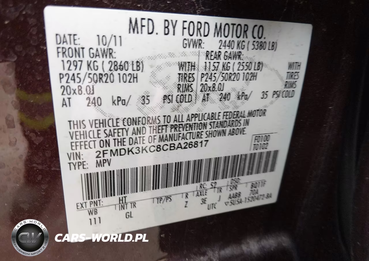 2012 Ford Edge Limited VIN:2FMDK3KC8CBA26817 - 9