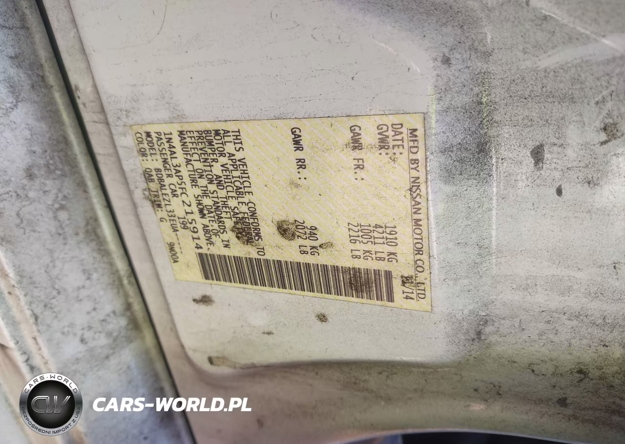 2015 Nissan Altima 2.5-2.5 S-2.5 Sl-2.5 Sv VIN:1N4AL3AP5FC215914 - 9
