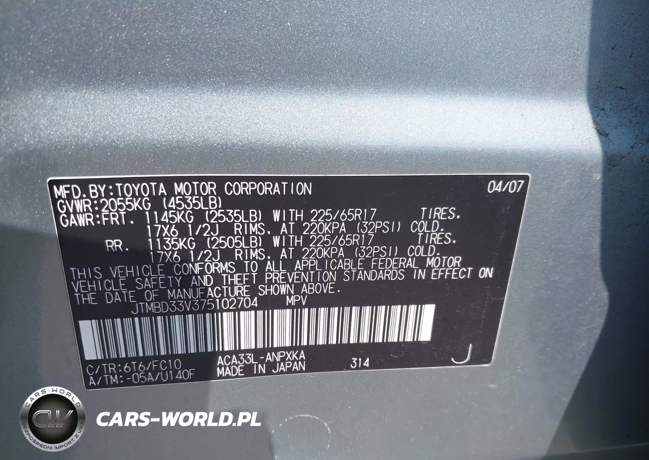 2007 Toyota Rav4 VIN:JTMBD33V375102704 - 9