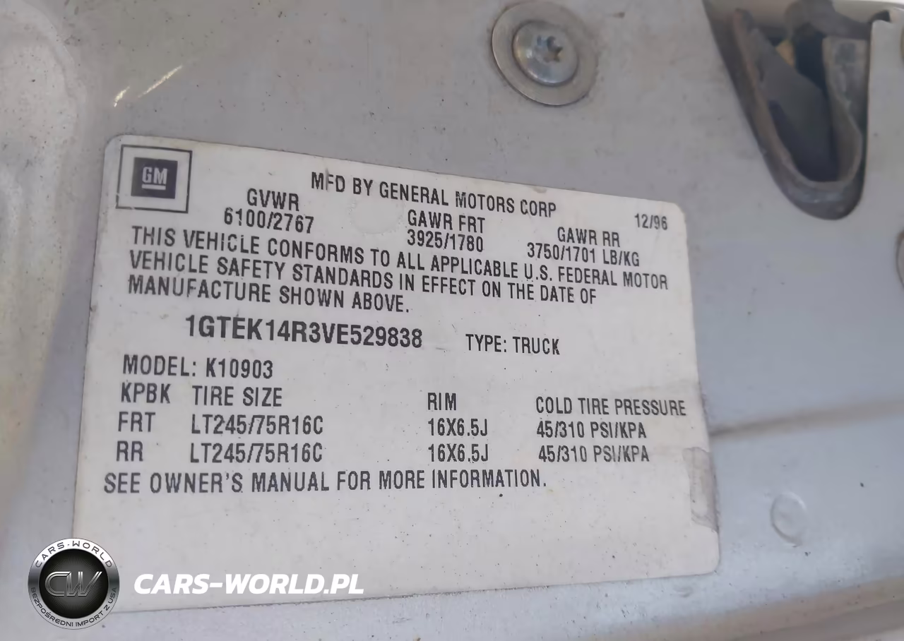 1997 GMC Sierra 1500 Sl Wideside VIN:1GTEK14R3VE529838 - 9