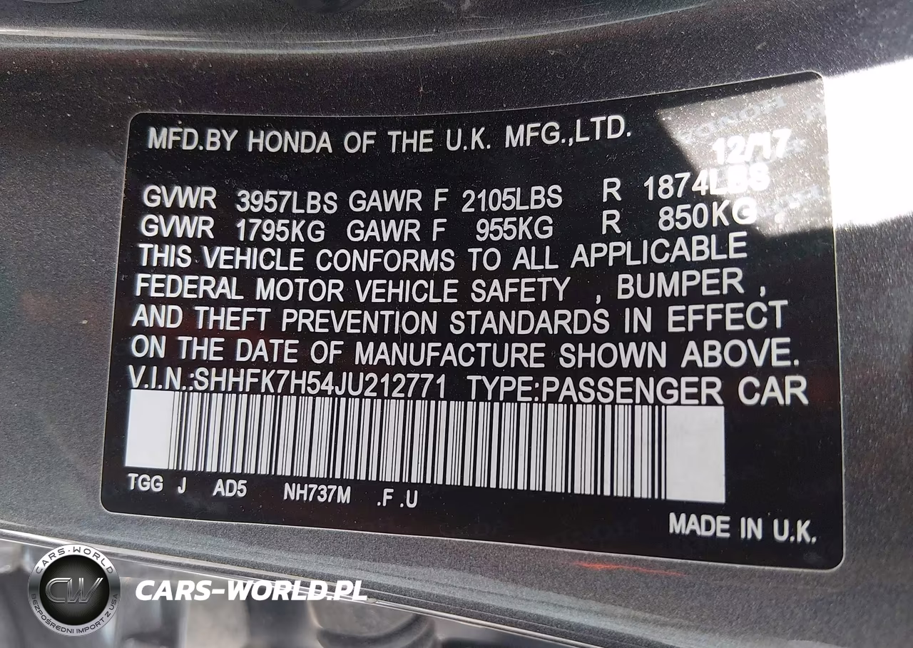 2018 Honda Civic Ex VIN:SHHFK7H54JU212771 - 9