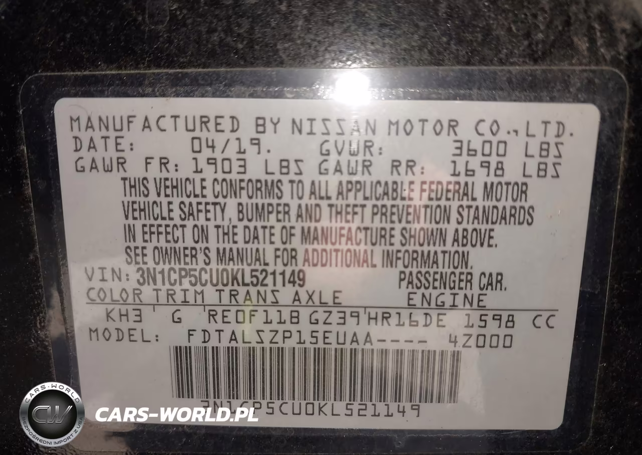2019 Nissan Kicks Sv VIN:3N1CP5CU0KL521149 - 9