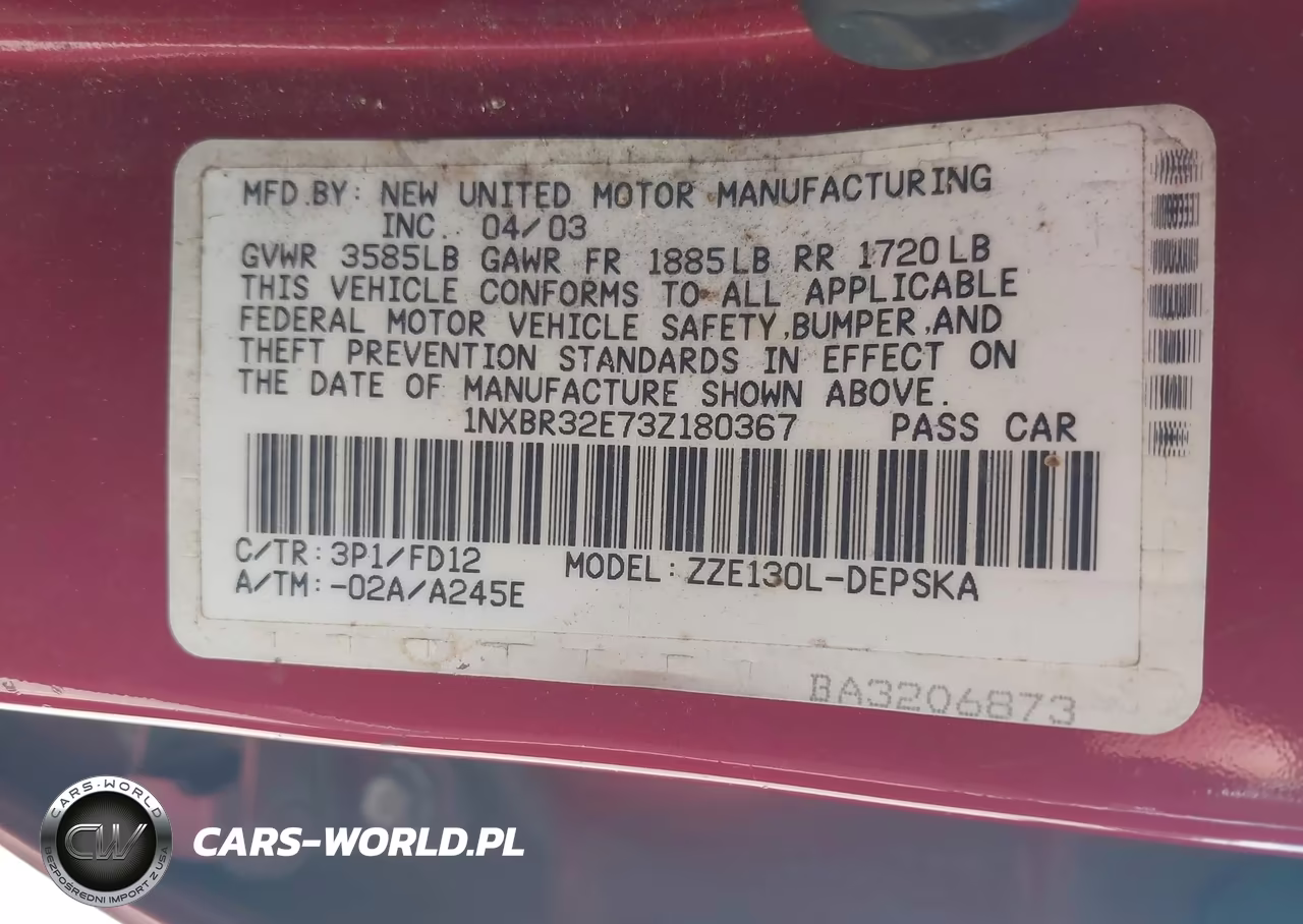2003 Toyota Corolla S VIN:1NXBR32E73Z180367 - 9