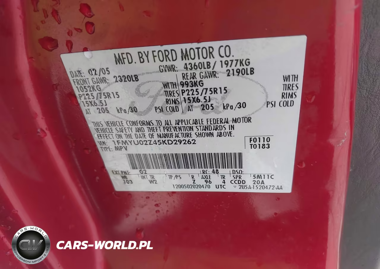 2005 Ford Escape Xls VIN:1FMYU02Z45KD29262 - 9
