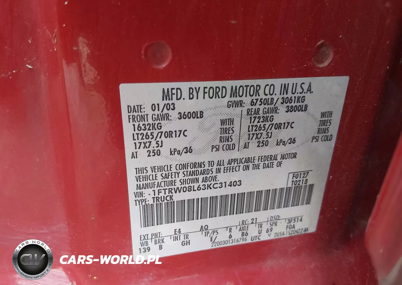 2003 Ford F-150 Lariat-Xlt VIN:1FTRW08L63KC31403 - 9