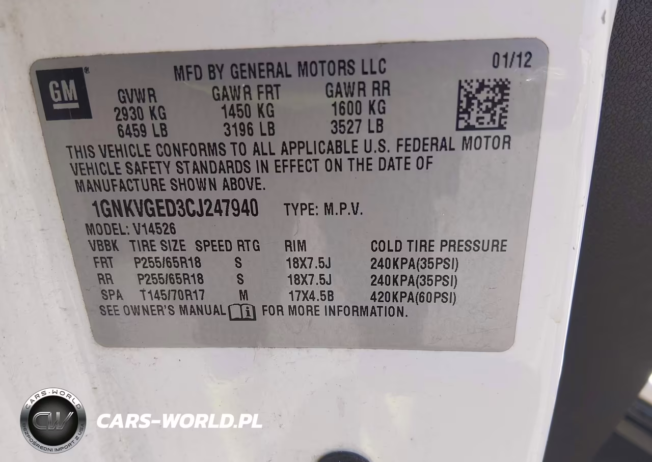 2012 Chevrolet Traverse Lt W-1Lt VIN:1GNKVGED3CJ247940 - 9