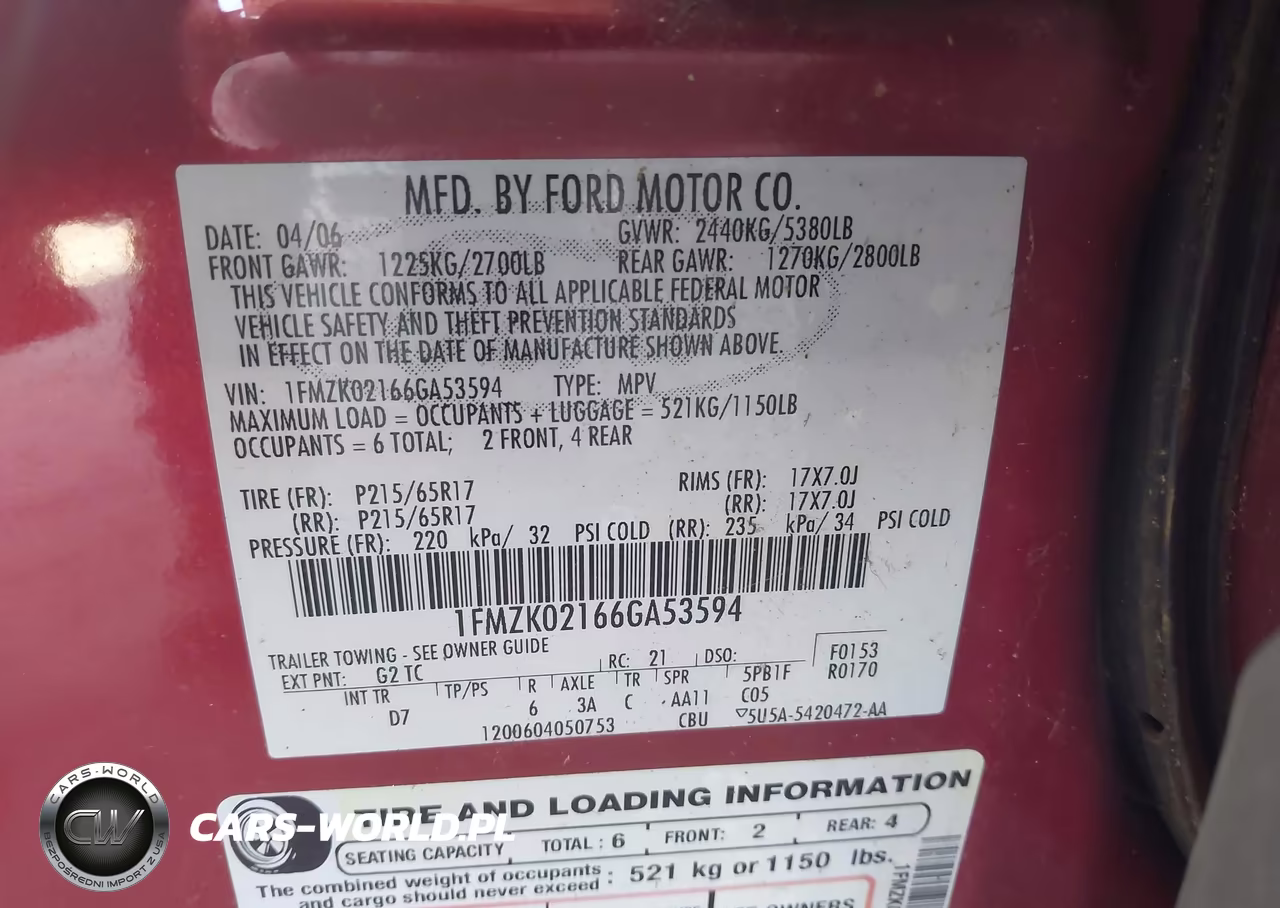 2006 Ford Freestyle Sel VIN:1FMZK02166GA53594 - 9