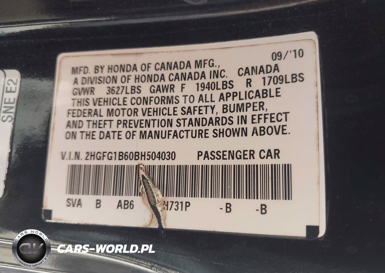 2011 Honda Civic Lx VIN:2HGFG1B60BH504030 - 9