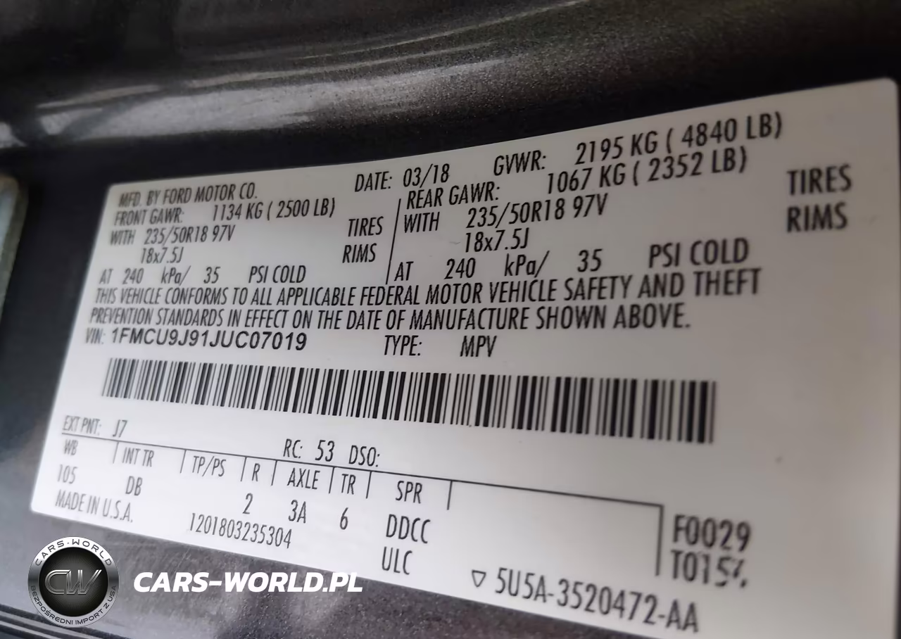 2018 Ford Escape Titanium VIN:1FMCU9J91JUC07019 - 9