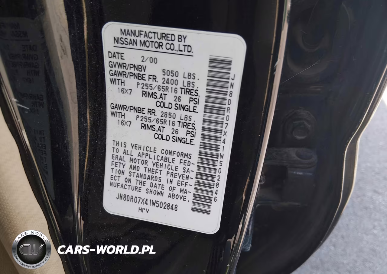 2001 Nissan Pathfinder Se VIN:JN8DR07X41W502846 - 9