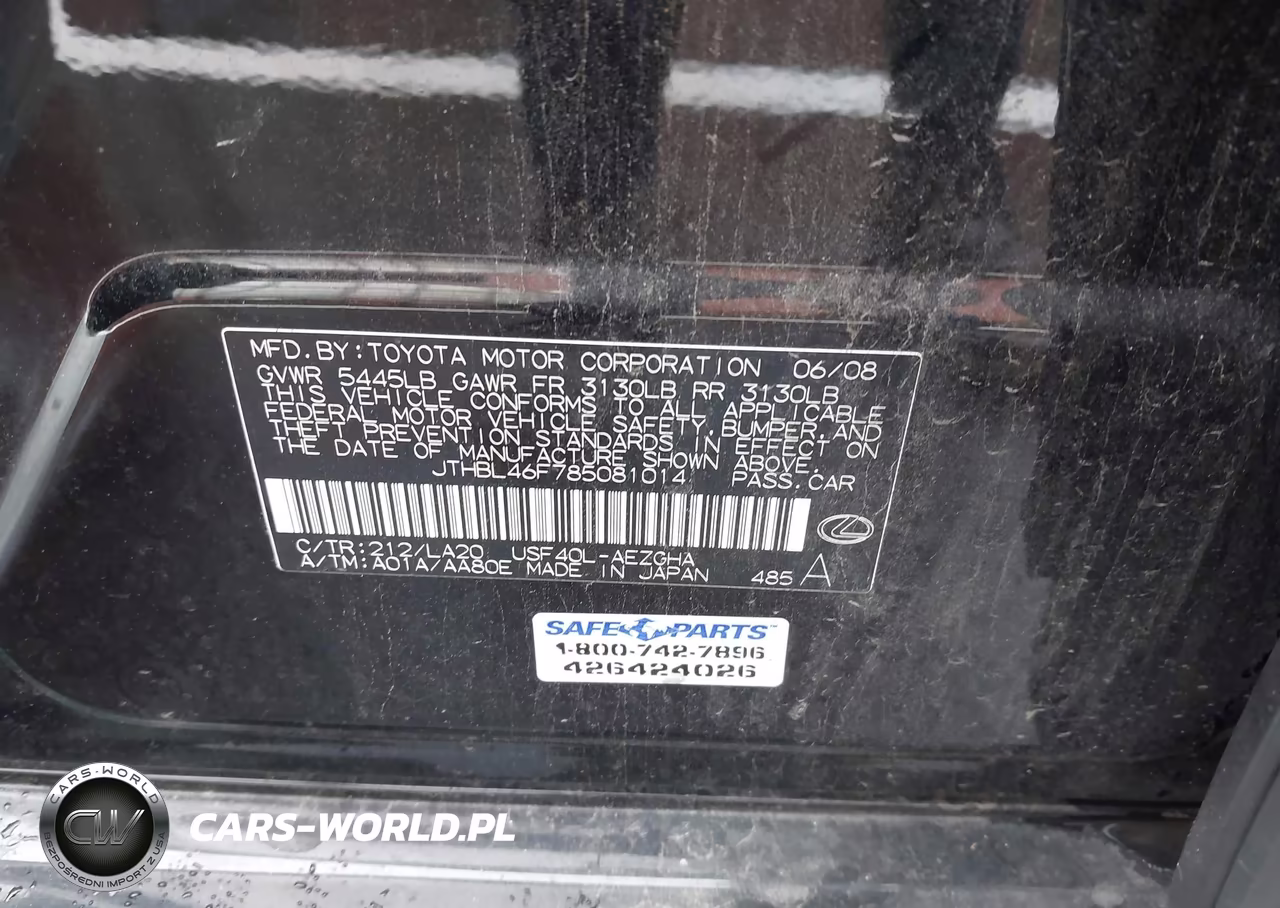 2008 Lexus Ls 460 VIN:JTHBL46F785081014 - 9