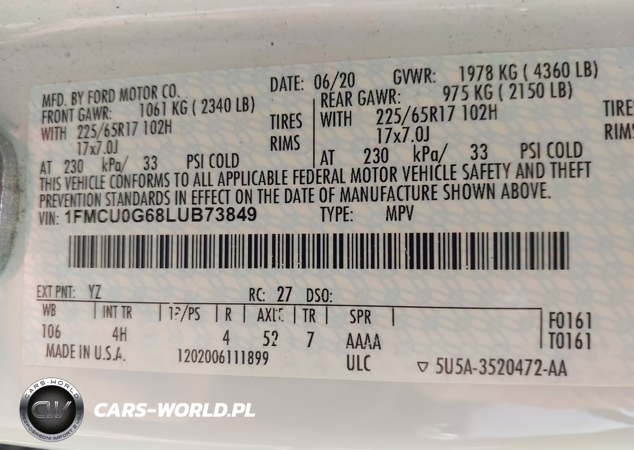 2020 Ford Escape Se VIN:1FMCU0G68LUB73849 - 4