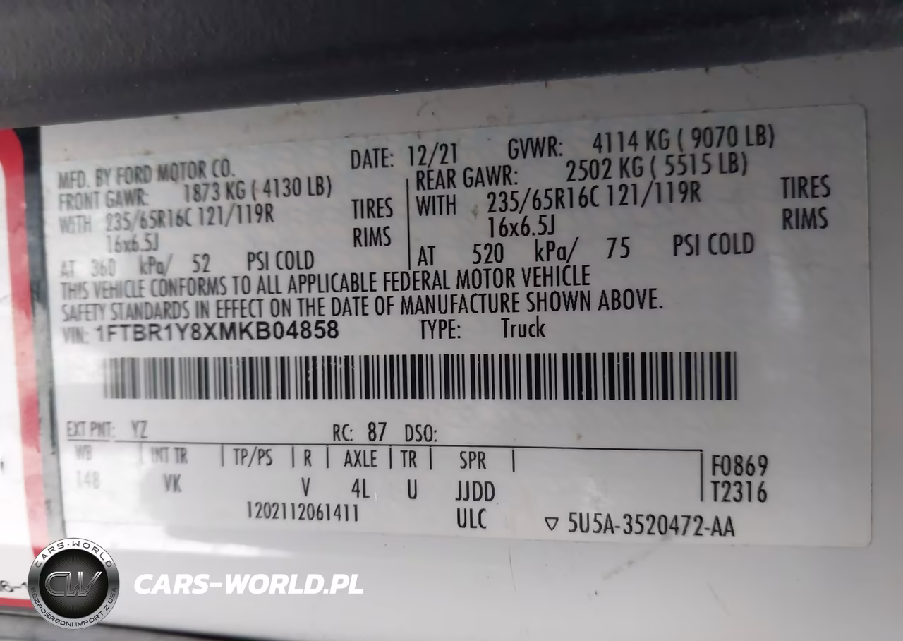 2021 Ford Transit-250 VIN:1FTBR1Y8XMKB04858 - 9