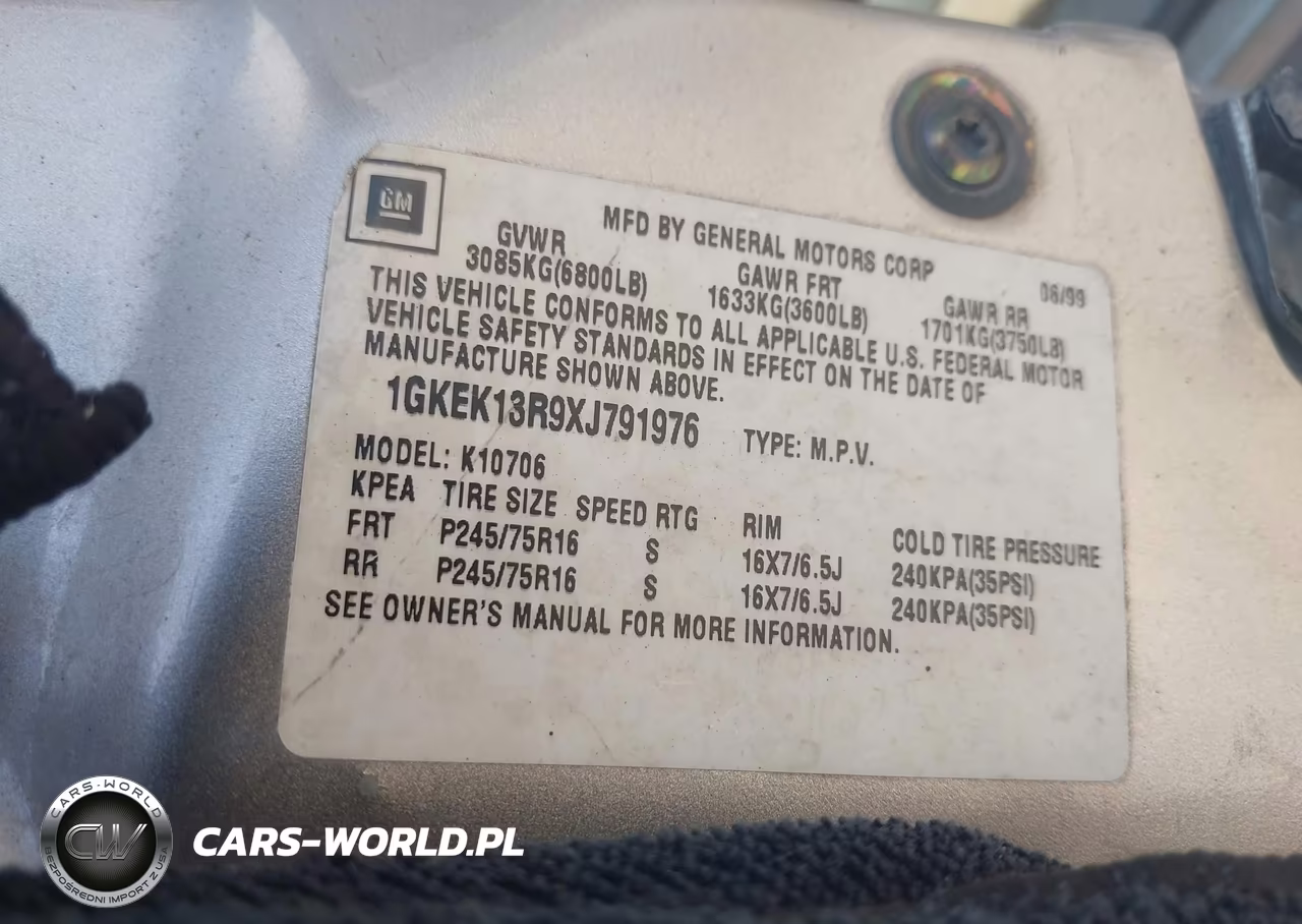 1999 GMC Yukon Sle VIN:1GKEK13R9XJ791976 - 9