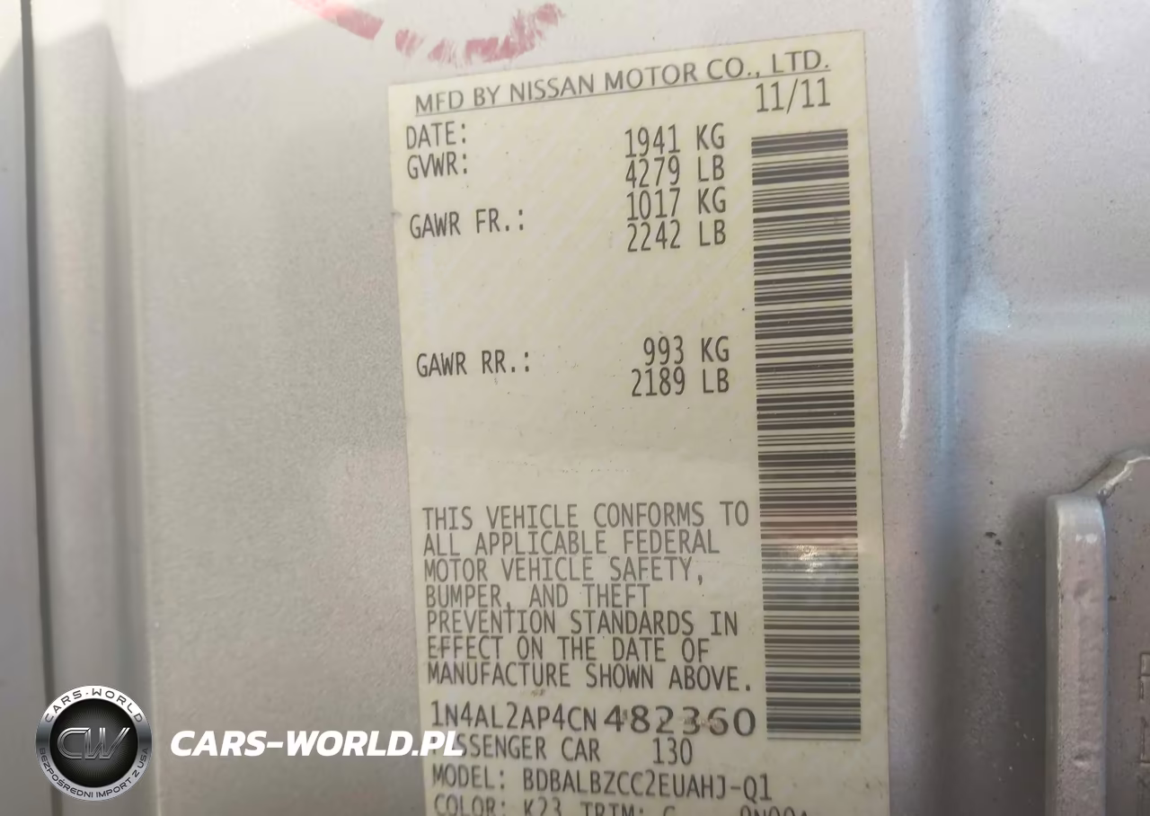 2012 Nissan Altima 2.5 S VIN:1N4AL2AP4CN482360 - 9