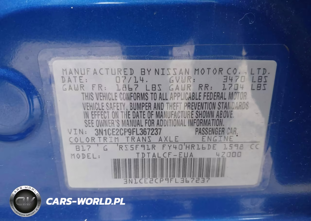 2015 Nissan Versa Note S (Sr) VIN:3N1CE2CP9FL367237 - 9