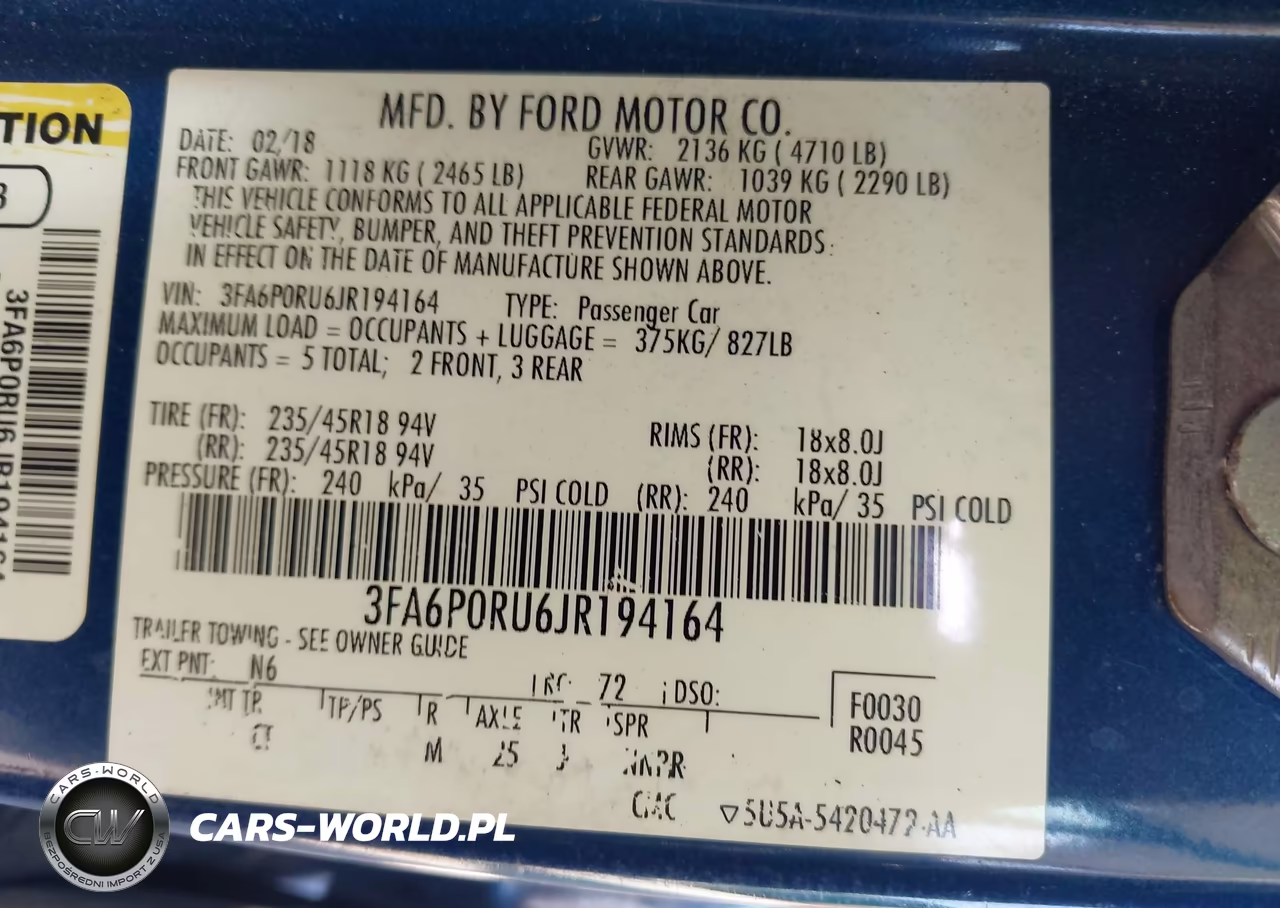 2018 Ford Fusion Hybrid Titanium VIN:3FA6P0RU6JR194164 - 9