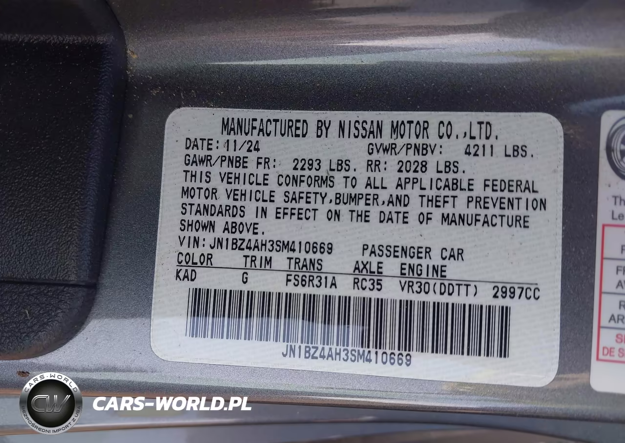 2025 Nissan Z Sport Manual Transmission VIN:JN1BZ4AH3SM410669 - 9