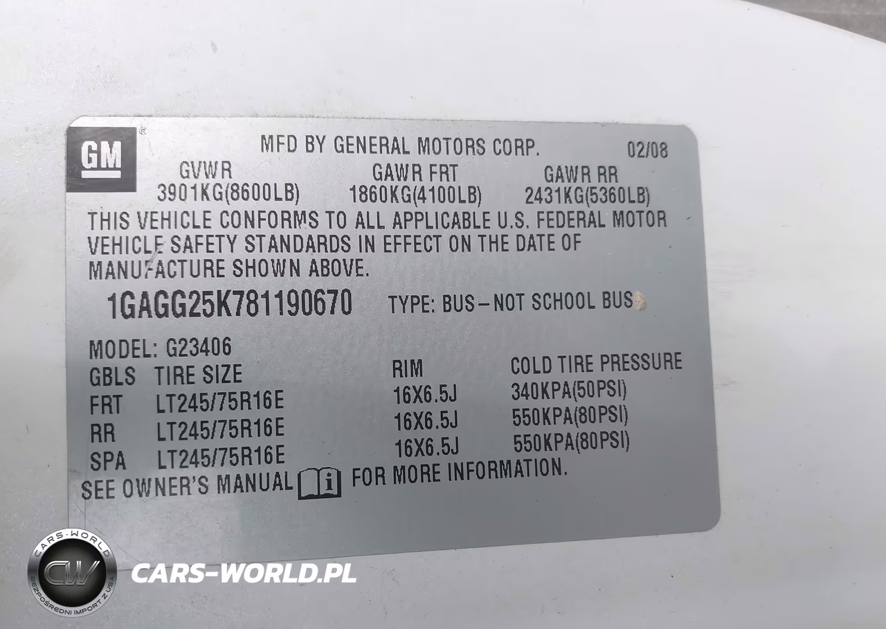 2008 Chevrolet Express Passenger Ls VIN:1GAGG25K781190670 - 9