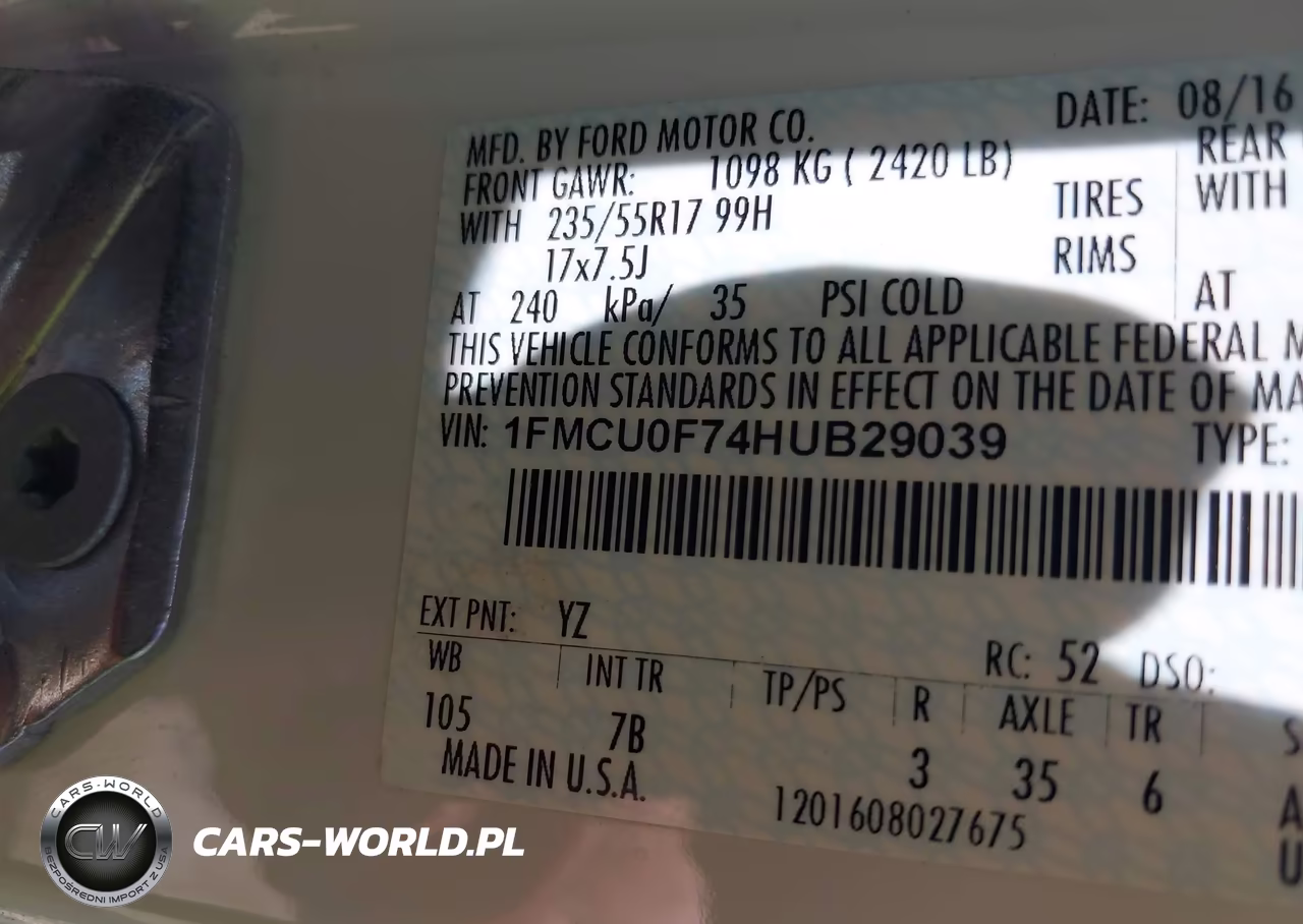 2017 Ford Escape S VIN:1FMCU0F74HUB29039 - 9