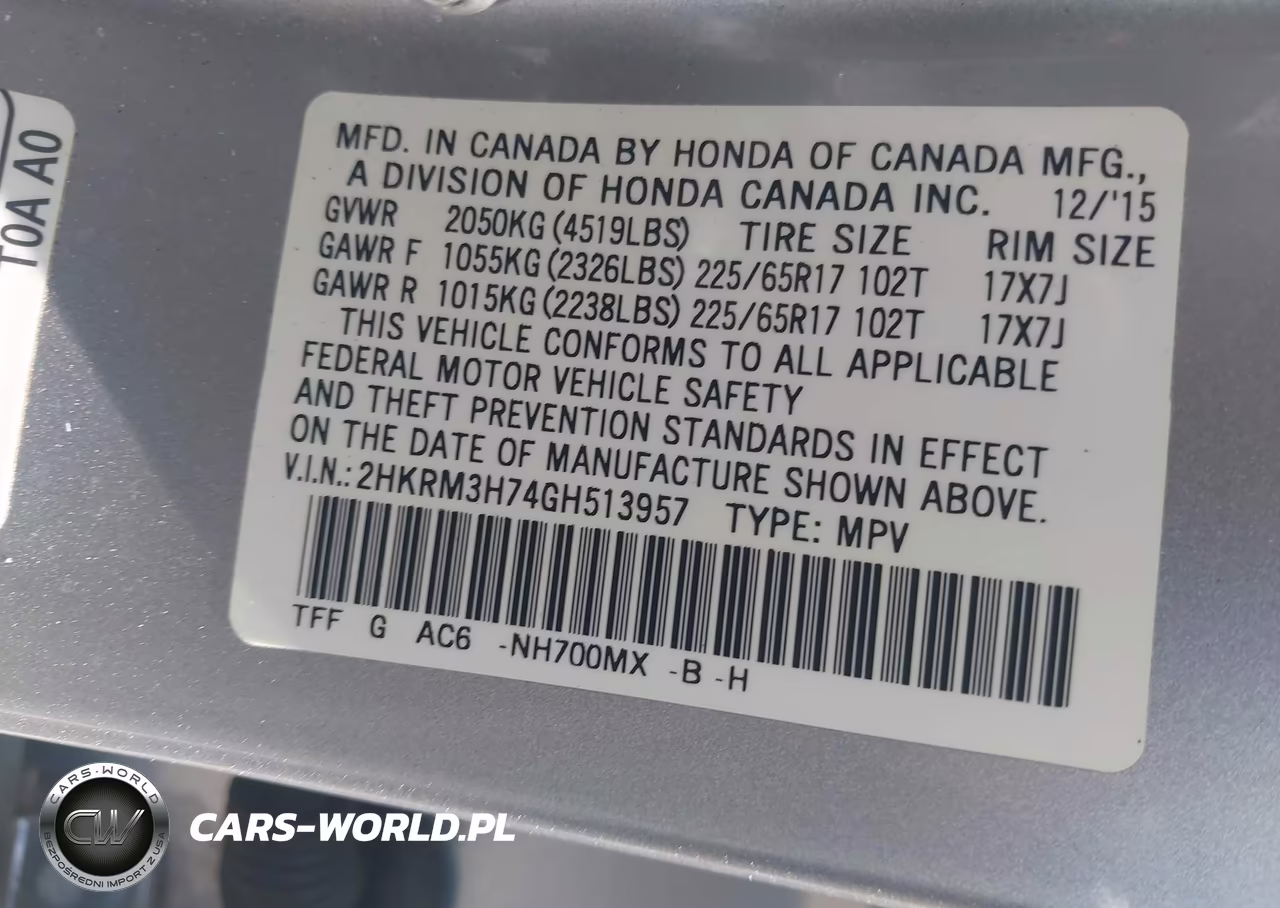2016 Honda Cr-V Ex-L VIN:2HKRM3H74GH513957 - 9