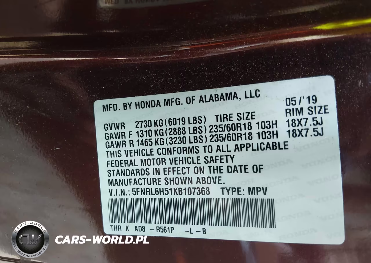 2019 Honda Odyssey Ex VIN:5FNRL6H51KB107368 - 9