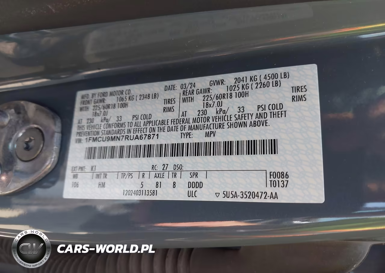 2024 Ford Escape St-Line VIN:1FMCU9MN7RUA67871 - 9