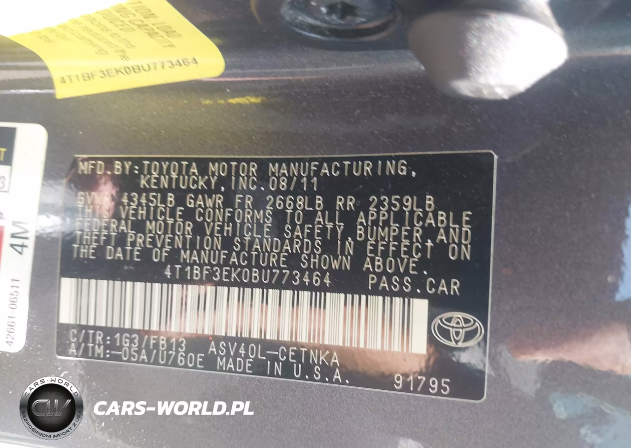 2011 Toyota Camry Le VIN:4T1BF3EK0BU773464 - 9