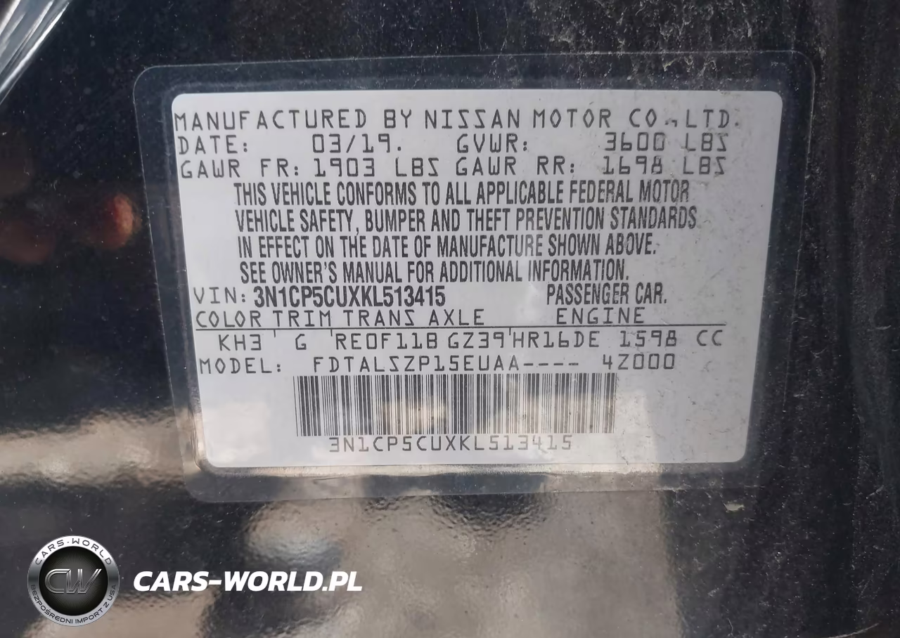 2019 Nissan Kicks Sv VIN:3N1CP5CUXKL513415 - 9