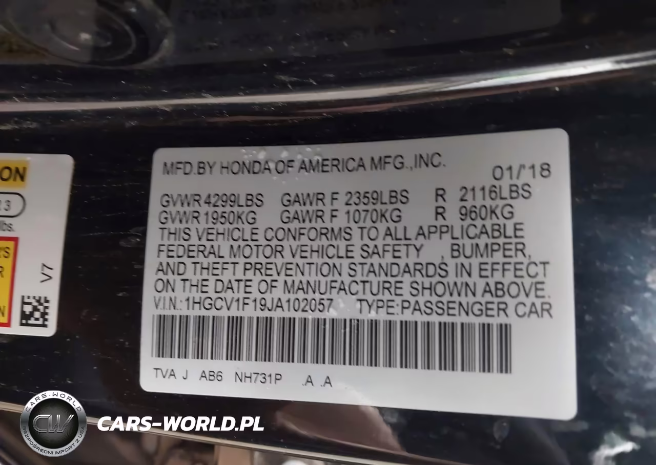 2018 Honda Accord Lx VIN:1HGCV1F19JA102057 - 9