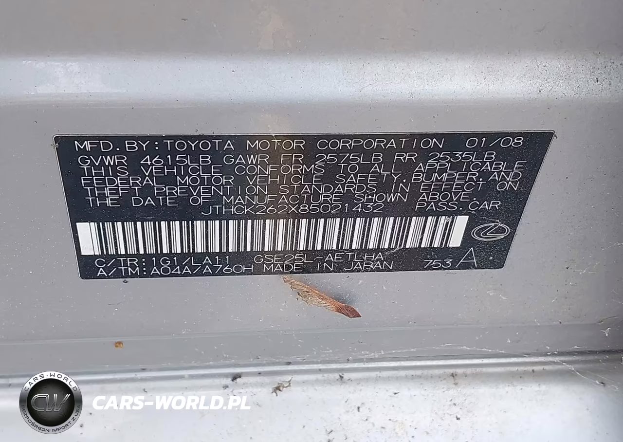 2008 Lexus Is 250 VIN:JTHCK262X85021432 - 9