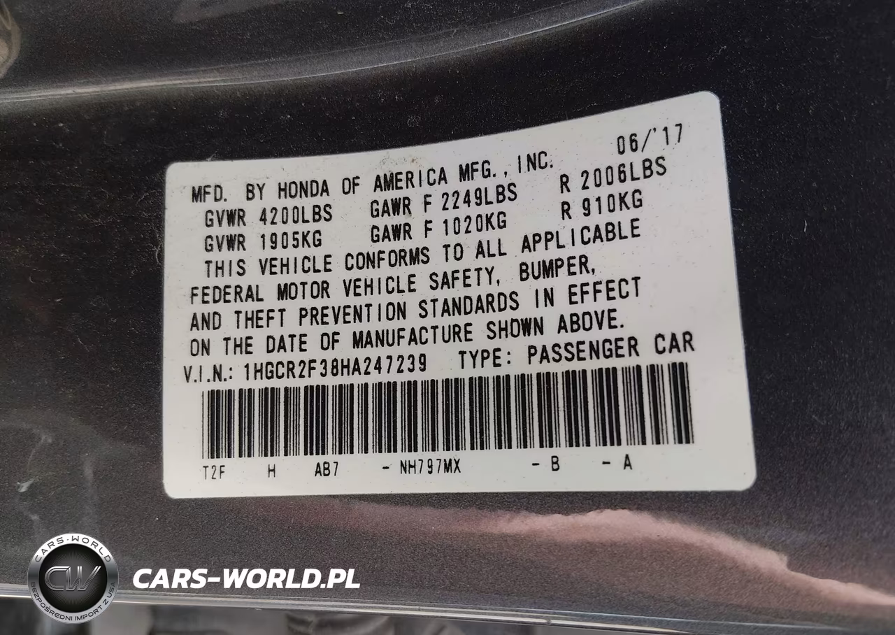 2017 Honda Accord Lx VIN:1HGCR2F38HA247239 - 9