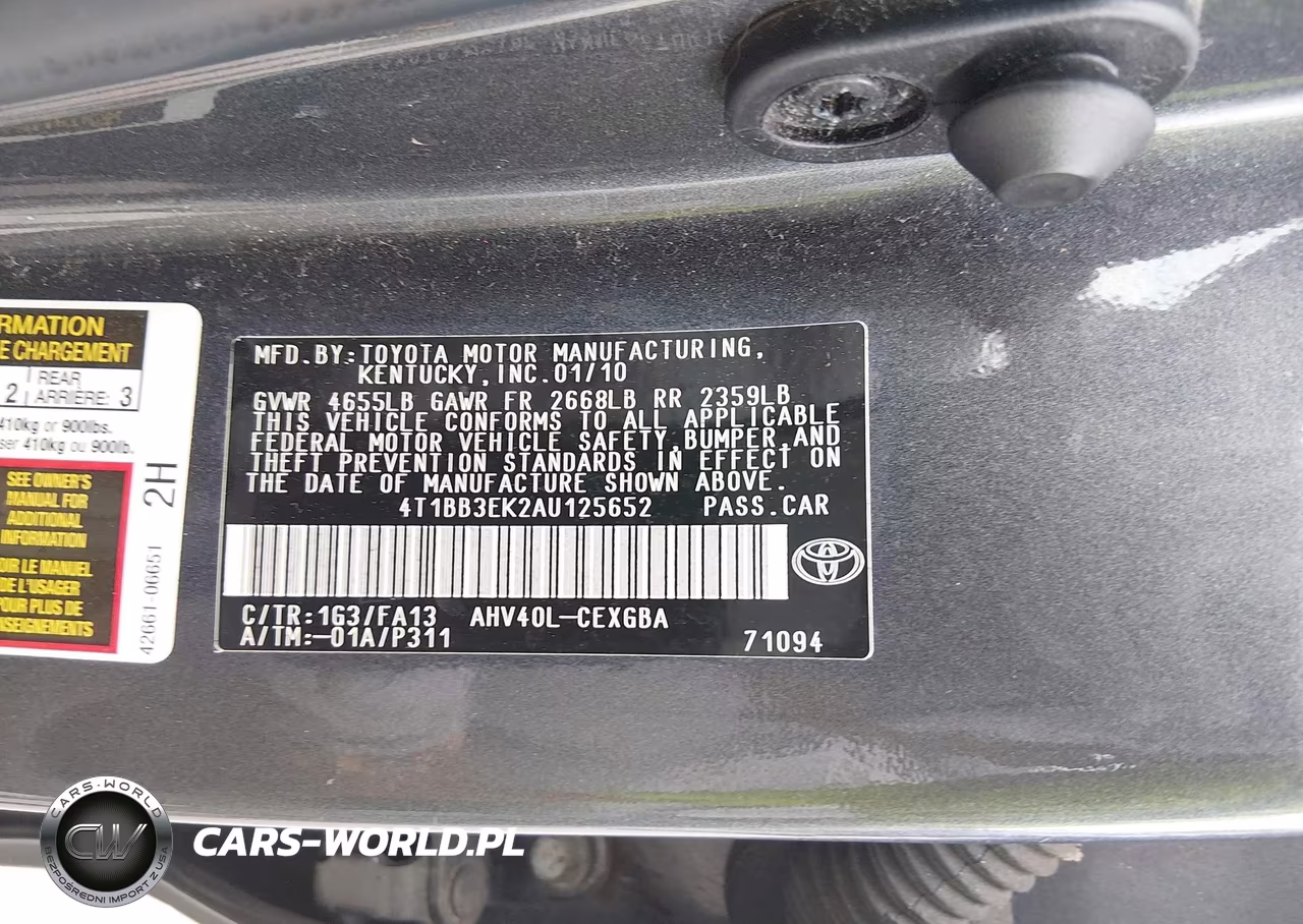 2010 Toyota Camry Hybrid VIN:4T1BB3EK2AU125652 - 9