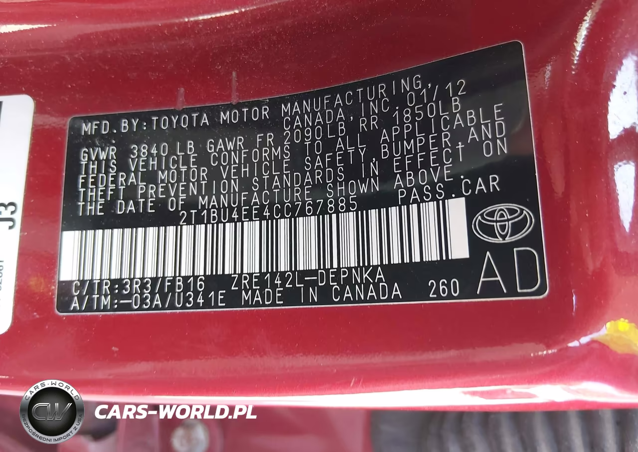 2012 Toyota Corolla Le VIN:2T1BU4EE4CC767885 - 9