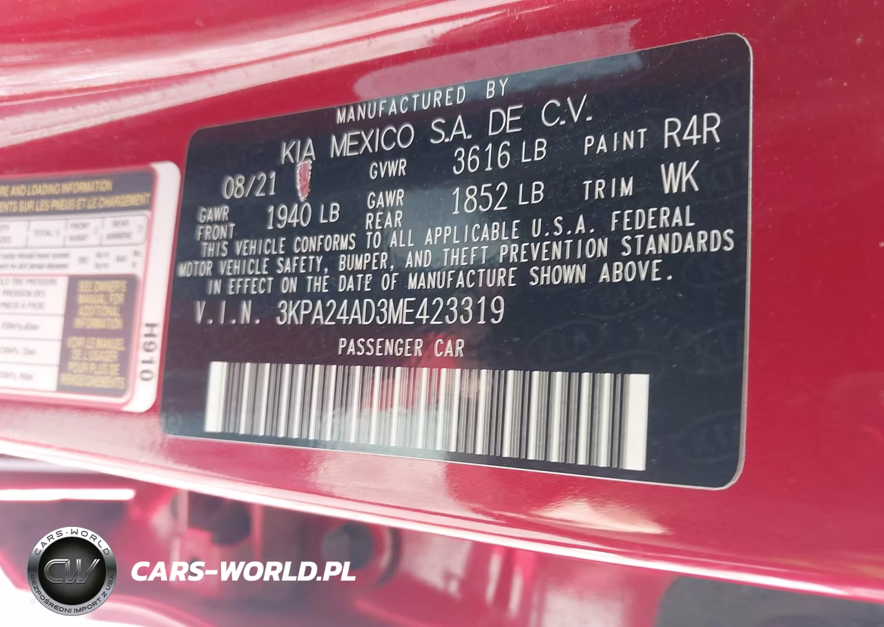 2021 Kia Rio S VIN:3KPA24AD3ME423319 - 9