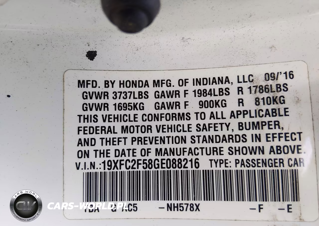 2016 Honda Civic Lx VIN:19XFC2F58GE088216 - 9