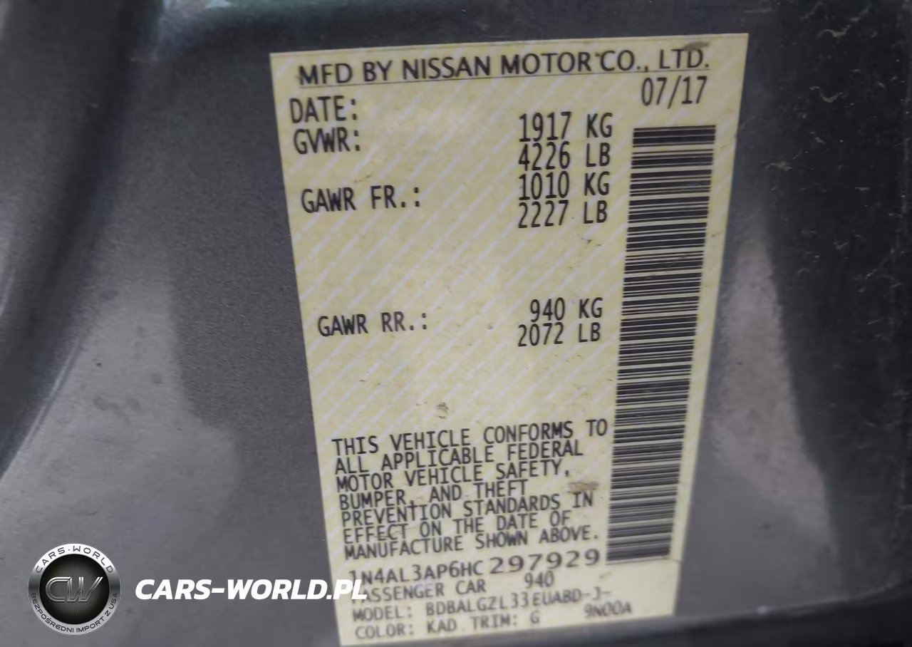 2017 Nissan Altima 2.5 S VIN:1N4AL3AP6HC297929 - 9