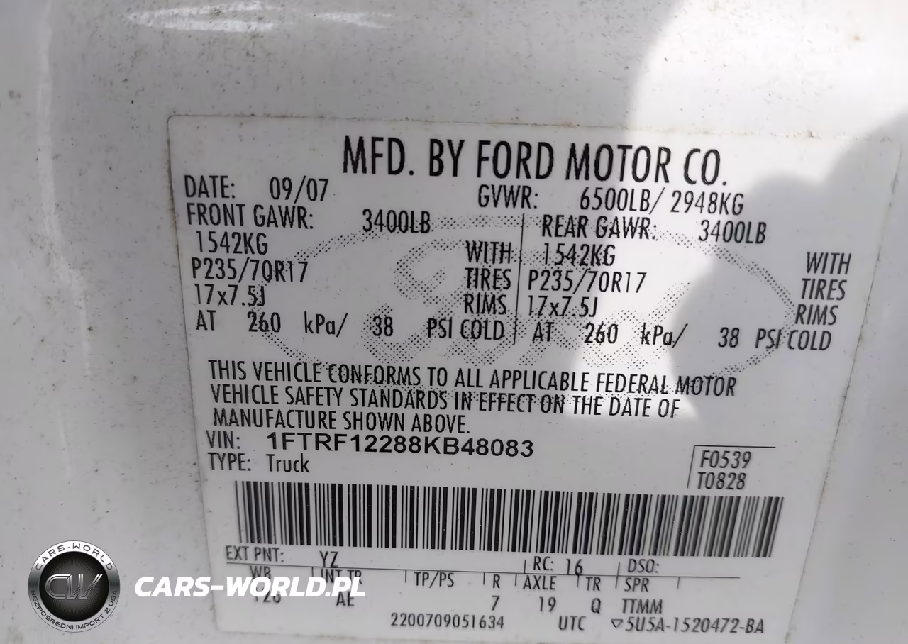 2008 Ford F150 VIN:1FTRF12288KB48083 - 9