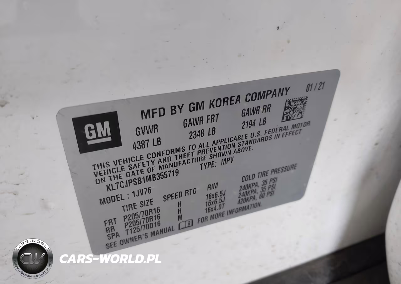 2021 Chevrolet Trax Awd Lt VIN:KL7CJPSB1MB355719 - 9
