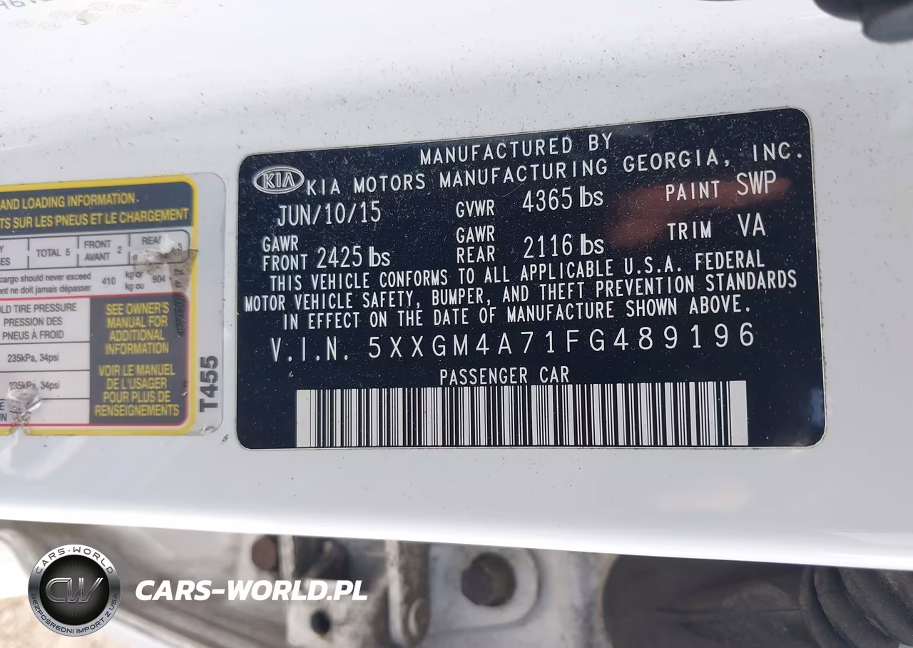 2015 Kia Optima Lx VIN:5XXGM4A71FG489196 - 9