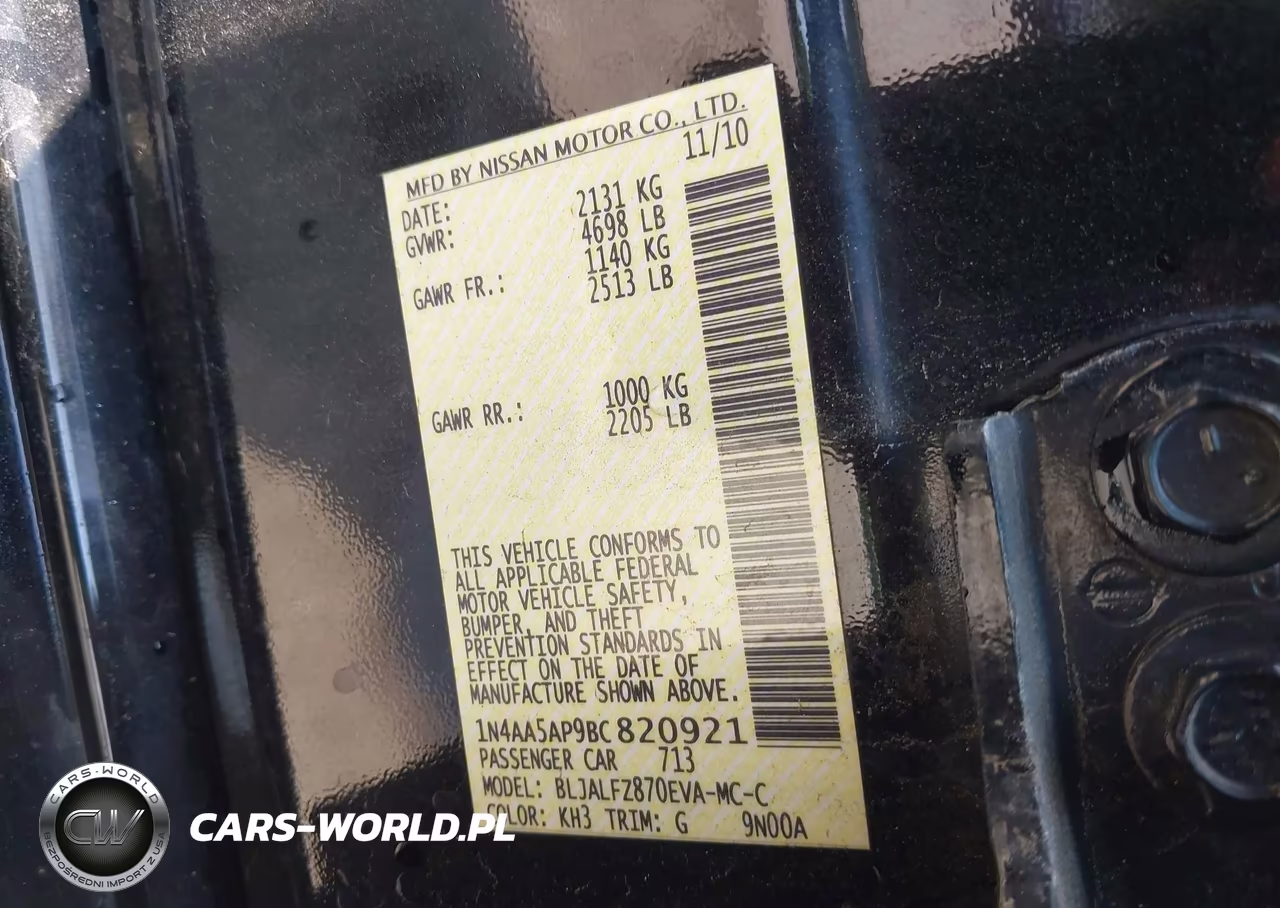 2011 Nissan Maxima 3.5 Sv VIN:1N4AA5AP9BC820921 - 9