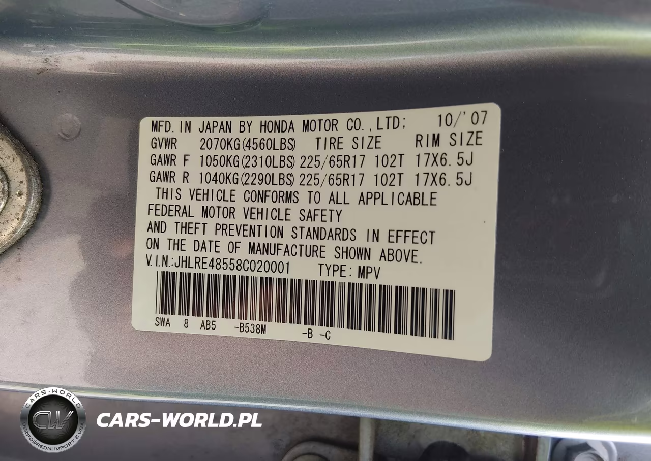 2008 Honda Cr-V Ex VIN:JHLRE48558C020001 - 9