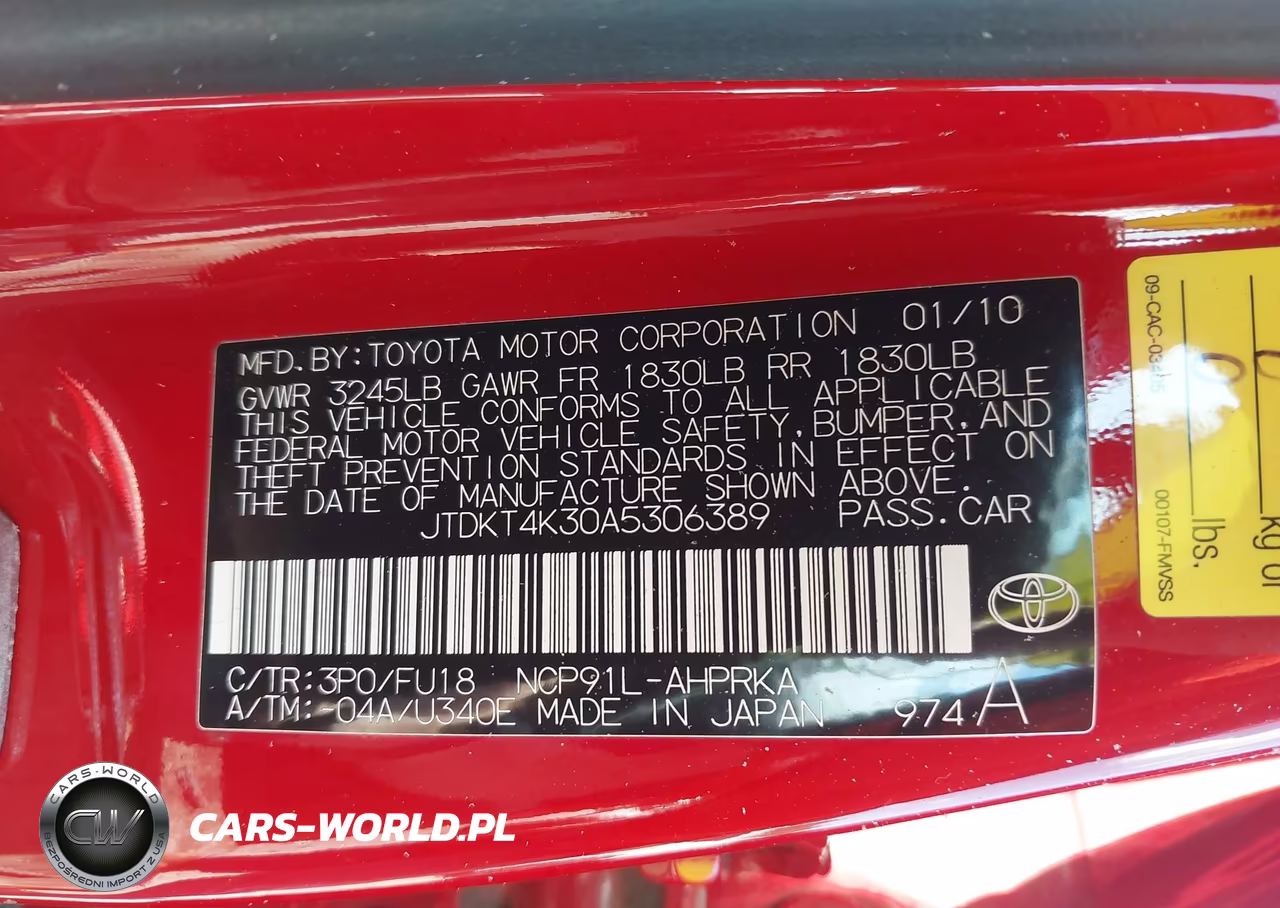 2010 Toyota Yaris VIN:JTDKT4K30A5306389 - 9