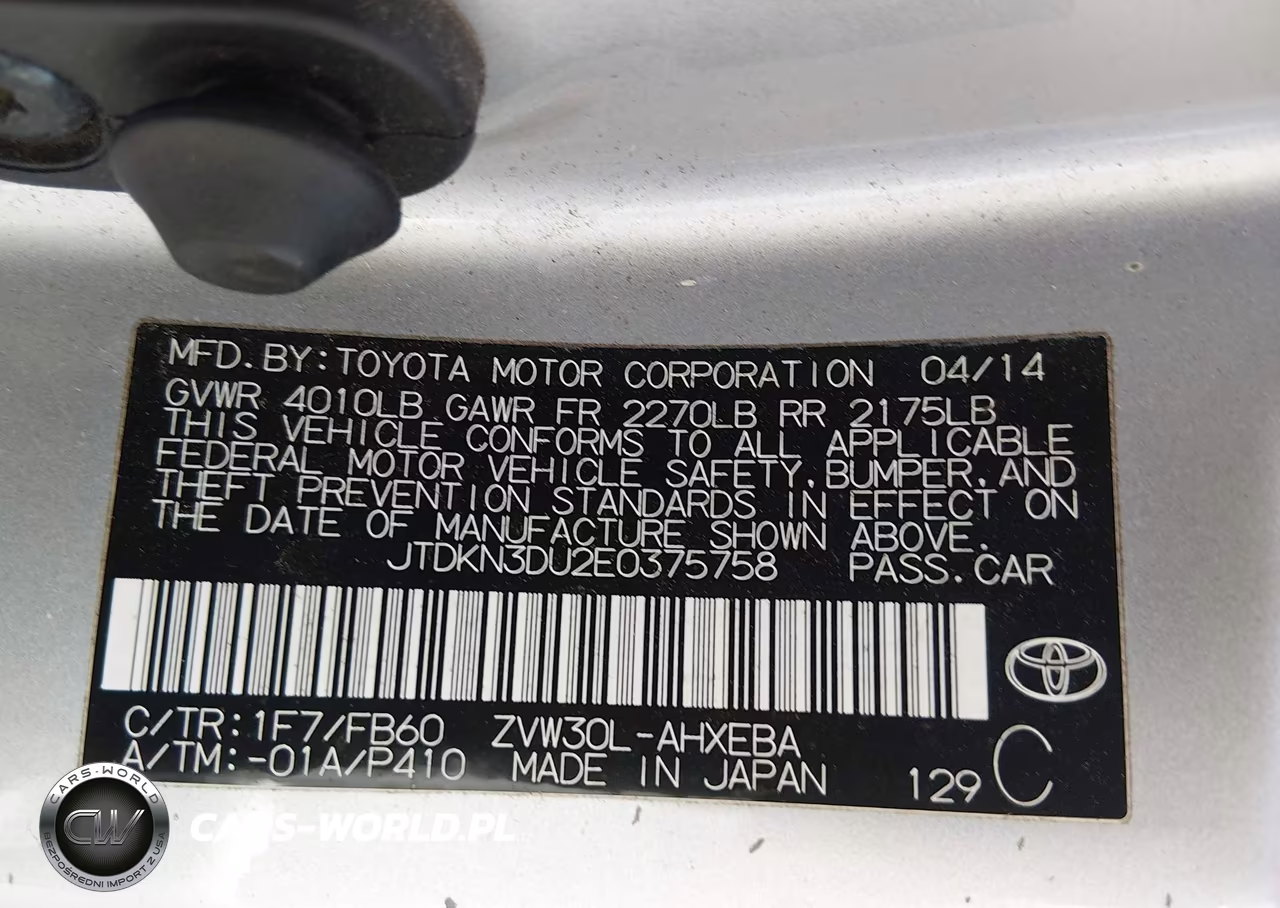 2014 Toyota Prius Two VIN:JTDKN3DU2E0375758 - 9