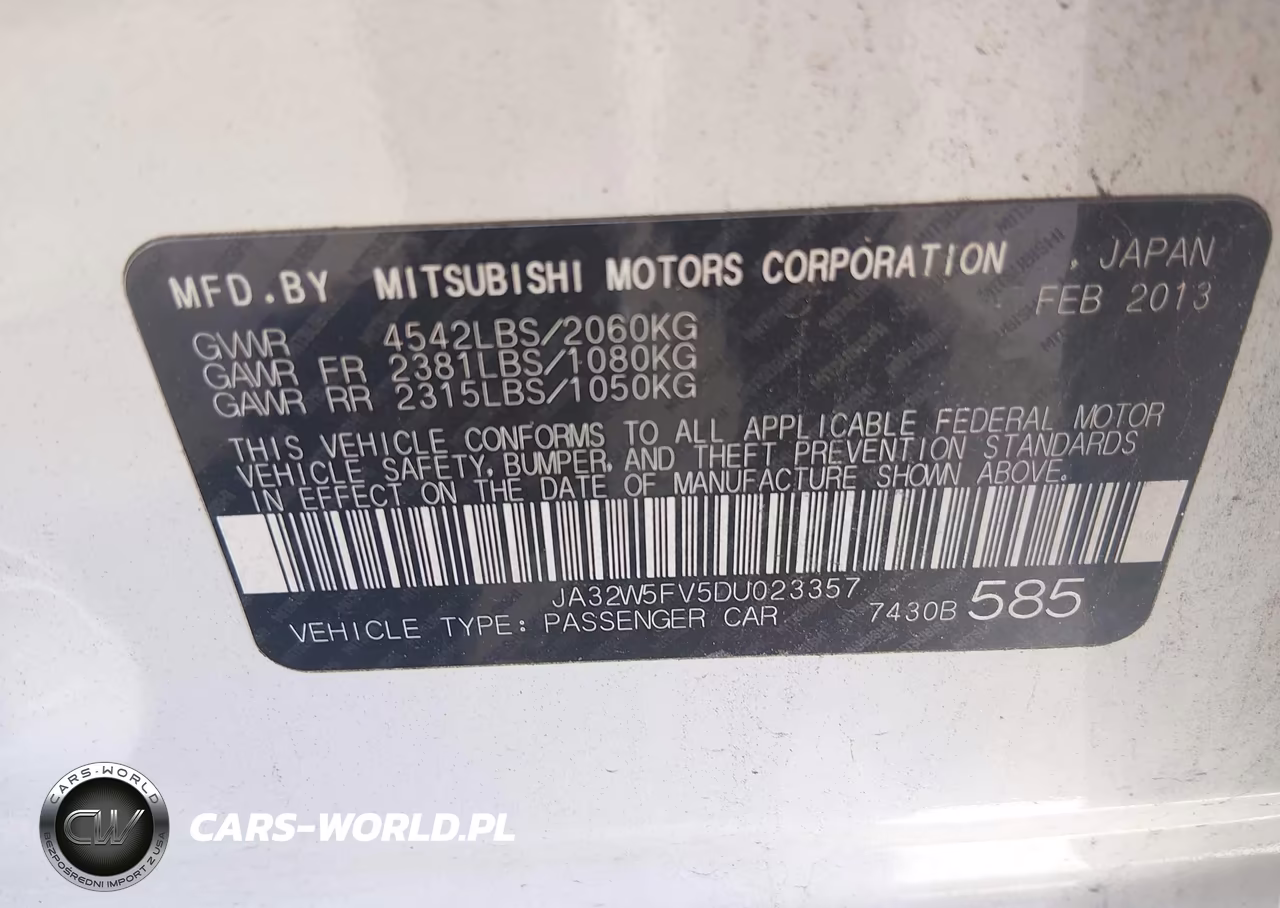 2013 Mitsubishi Lancer Evolution Mr VIN:JA32W5FV5DU023357 - 9